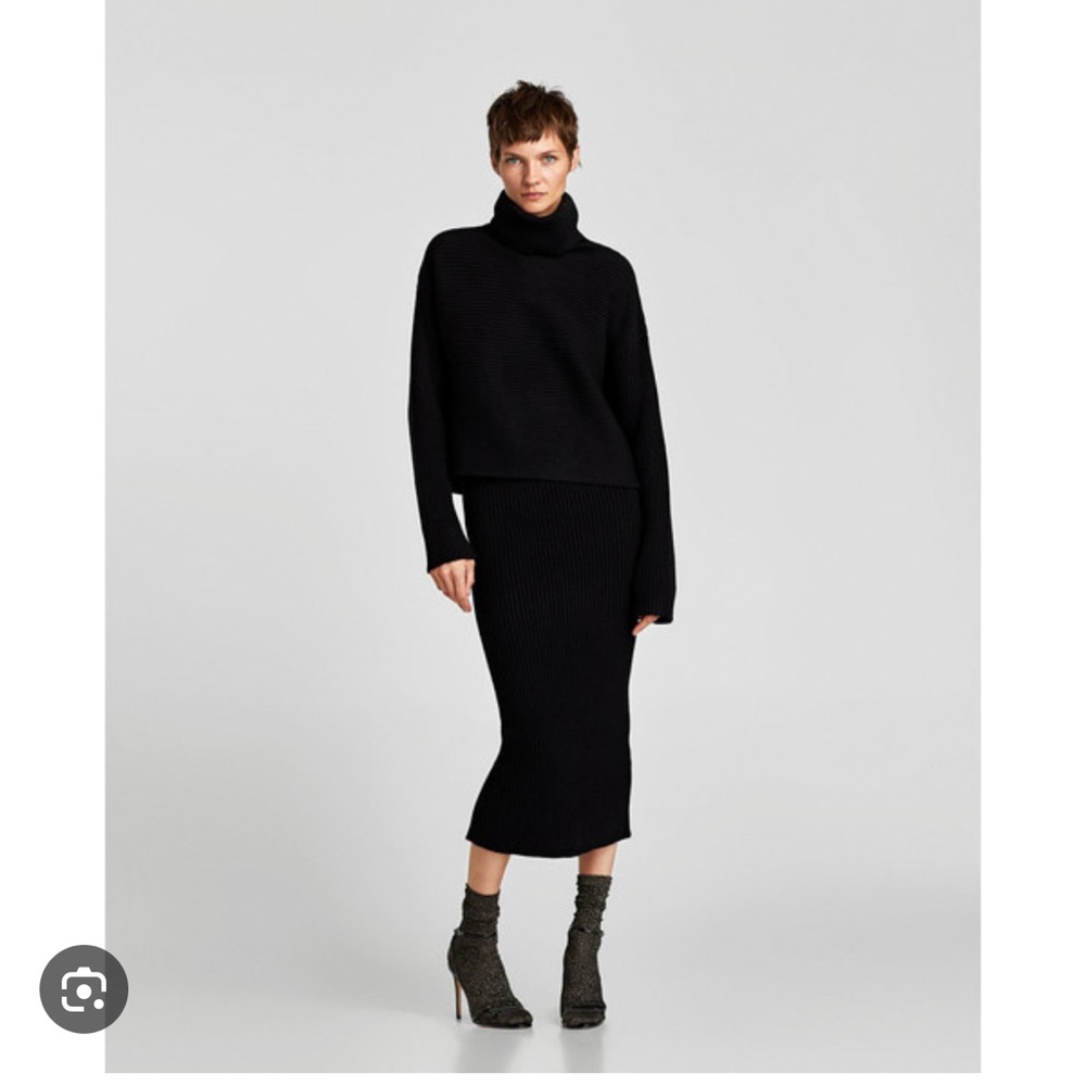 Zara Black Women's knit sweater and skirt set